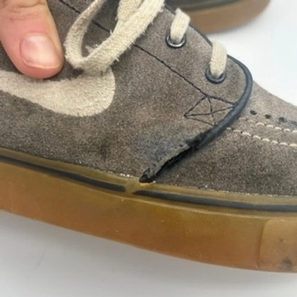 Nike SB ZOOM AIR Stefan Janoski Mens Sz 10 Gray Suede Skate Sneakers Gum Sole‎
